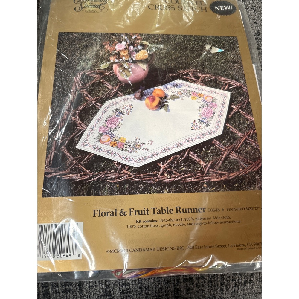 Candamar Designs Something Special Floral Fruit‎ Table Runner Cross Stitch Kit